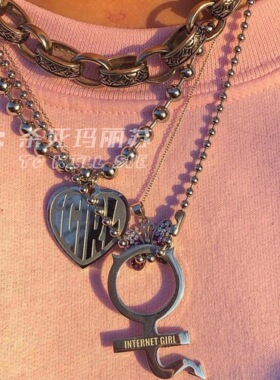 【杀死玛丽苏】igirl钢珠项链钛钢 UN1F酷妹桃心吊坠颈链ins同款