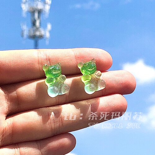 玛丽苏风薄荷绿bling软糖耳钉