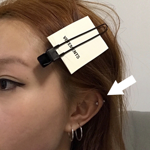 杀死玛丽苏睡觉不用摘简约风双球耳骨钉银色钛钢双头圆球耳钉粗针