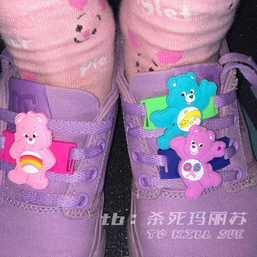 diy玛丽苏土酷风彩虹熊鞋带扣