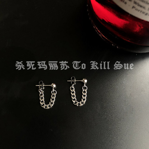 玛丽苏风个性后挂不锈钢同款耳钉