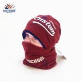 儿童百搭堆堆帽脖套二件套男童纯棉里衬套头帽围脖套装 帽 大童大码