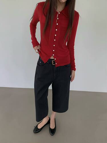 CONNAUGHT/ 韩国东大门26秋女 长袖纽扣开衫针织衫