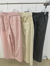 现atmosphere韩国东大门2025夏季松紧腰抽绳宽松直筒休闲裤女
