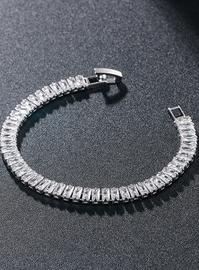 韩版单排满钻超闪锆石手链轻奢女精致礼物手镯高级感小众设计首饰