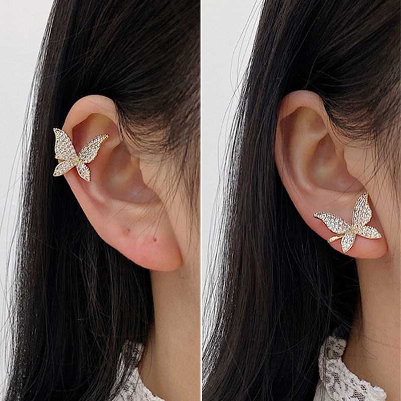 蝴蝶耳夹简约小众耳环无耳洞饰品
