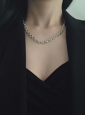 钛钢不掉色ins潮风情侣粗链条
