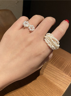 轻奢天然淡水多层宫廷风珍珠戒指