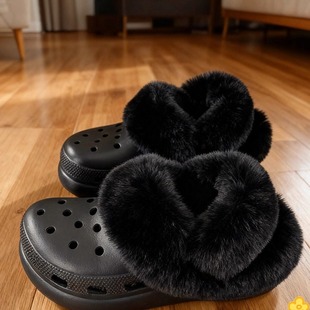 洞洞鞋毛绒棉内胆冬适配crocs卡骆驰加绒冬天可拆卸泡芙冬季保暖