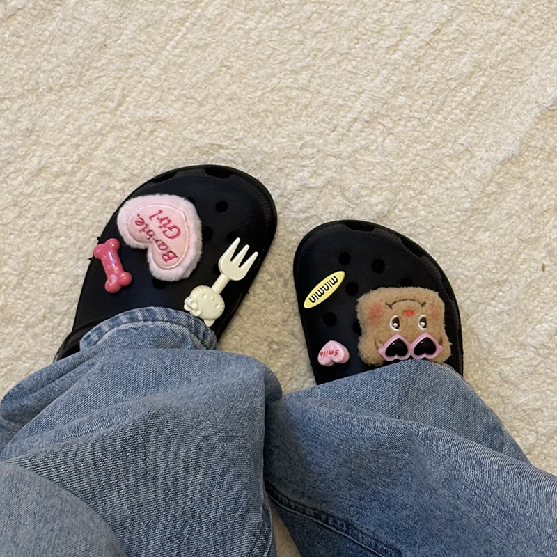 冬天可爱毛绒小熊鞋花装饰可拆卸