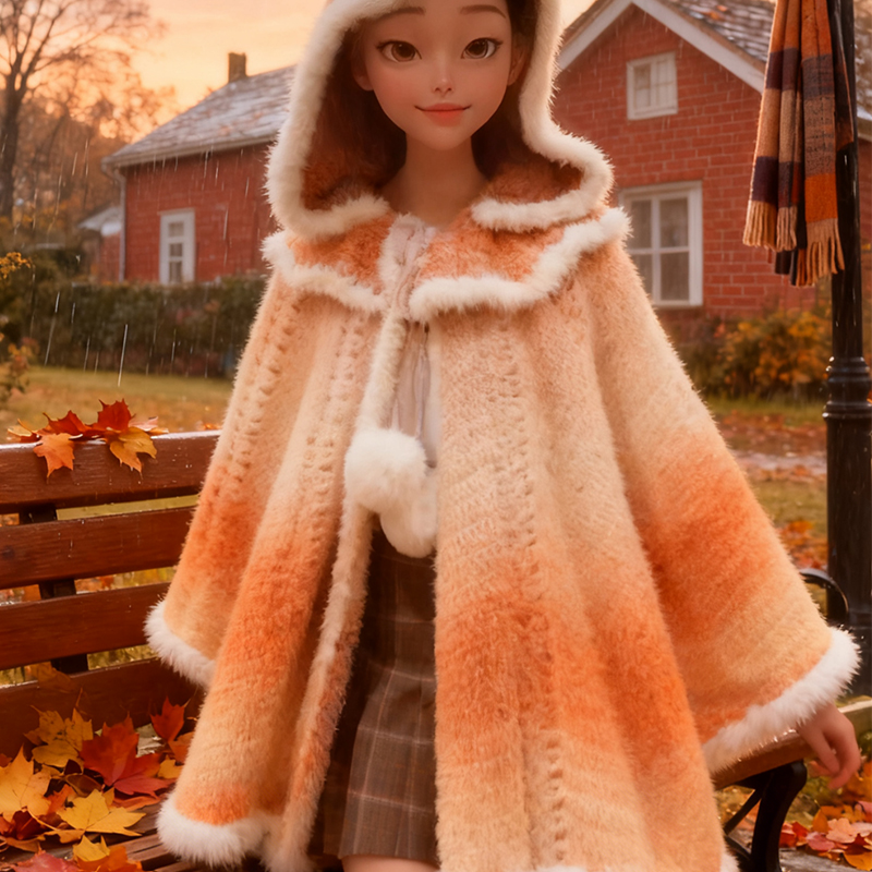 毛线手工编织diy礼物斗篷材料包