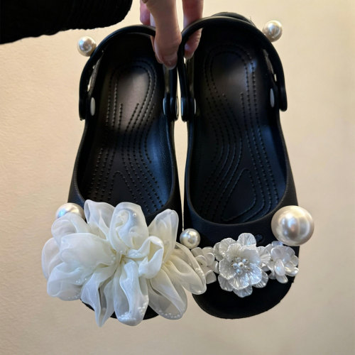 适配crocs卡骆驰网纱花朵鞋扣diy