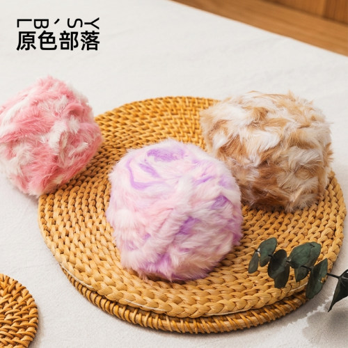 段染皮草线渐变毛线手工背心围巾