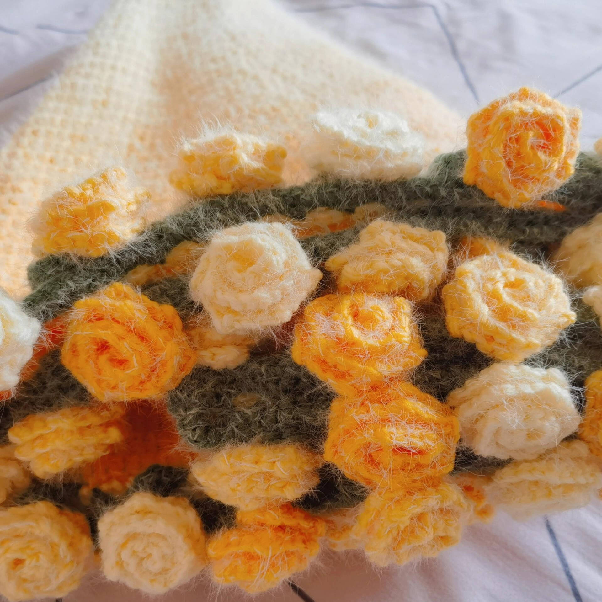 玫瑰花毯子材料包毛线手工编织冬