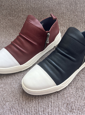 公牛头层牛皮男鞋时尚潮男休闲韩版拉链乐福鞋男皮鞋 7A58248K22