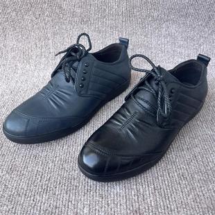 头层牛皮圆舒适头软底日常休闲系带男皮鞋 皮鞋 真皮男士 43码