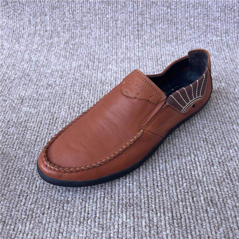 38码 公牛男士皮鞋断码真皮舒适软底牛皮防滑透气一脚蹬男豆豆鞋