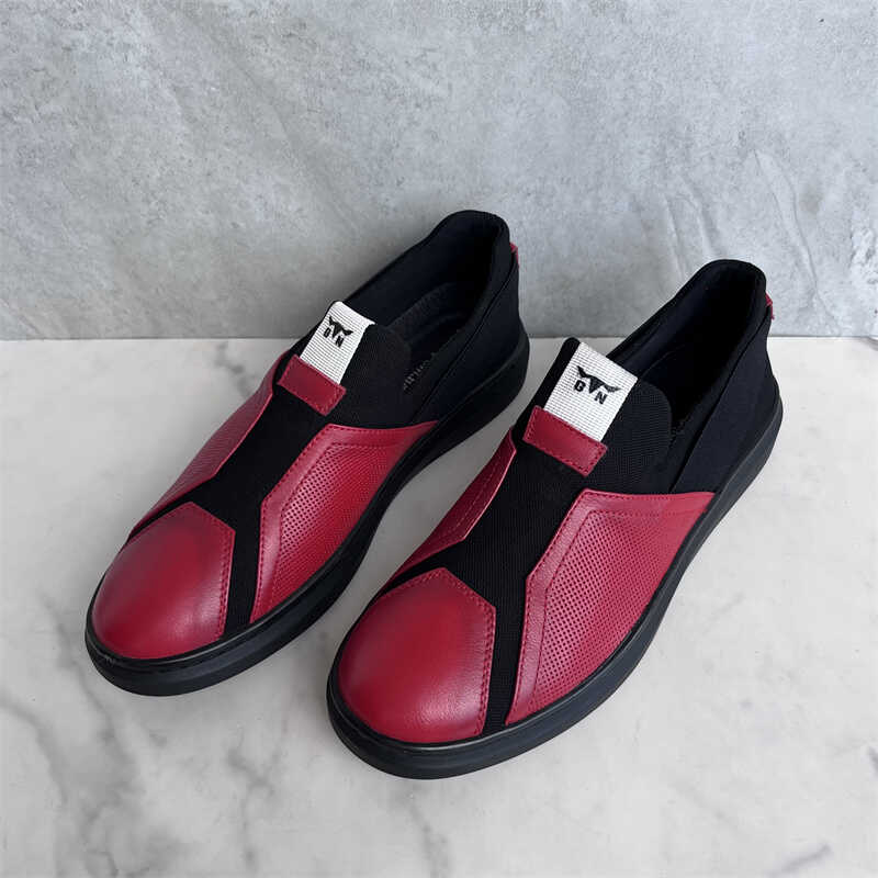 时尚真皮套脚男乐福鞋板鞋