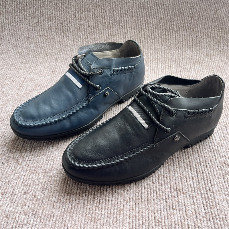 公牛撤柜断码清仓真皮春秋年轻款日常休闲百搭软皮系带男士皮鞋
