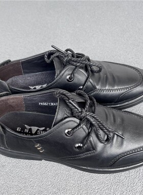 公牛真皮男鞋头层牛皮青年软底日常休闲系带男皮鞋 7A58213K43