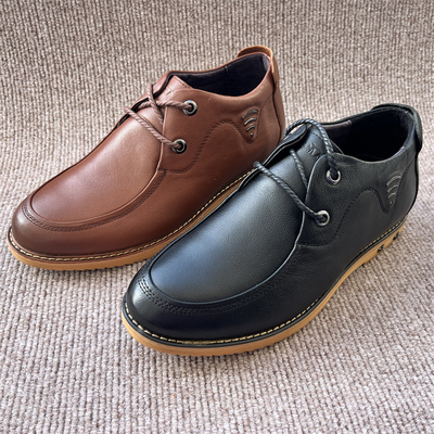 头层牛皮真皮韩版内增高系带男鞋