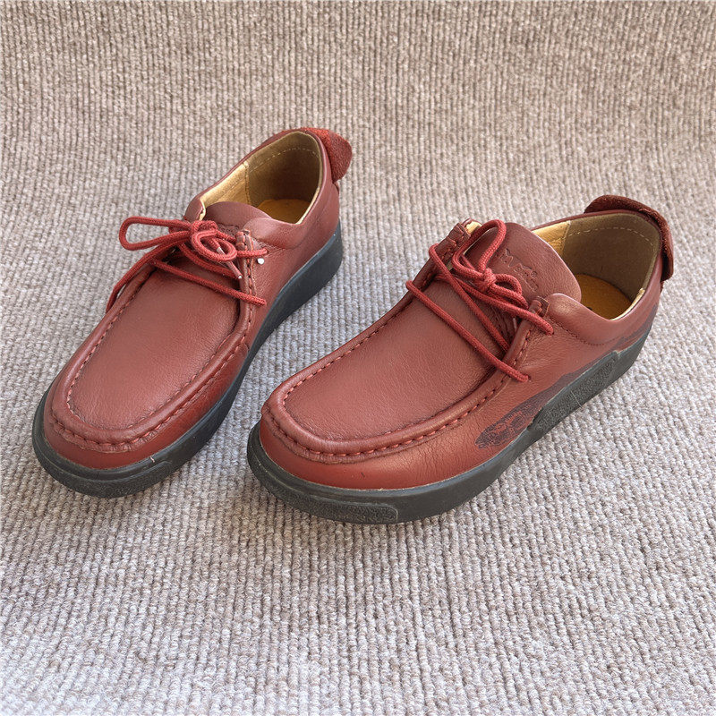 35码 春夏头层牛皮真皮女鞋女士皮鞋厚底坡跟妈妈鞋系带女单鞋,女鞋,深口单鞋,淘宝优惠券,粉丝福利购,淘宝优惠卷