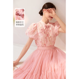襯衣女裝 衣服高級短袖 2025新款 新中式 洋氣女上衣 春夏小衫 美妃襯衫