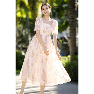 女装 旅行仙女高级感长裙小众设计感法式 2023新款 美妃连衣裙子夏季