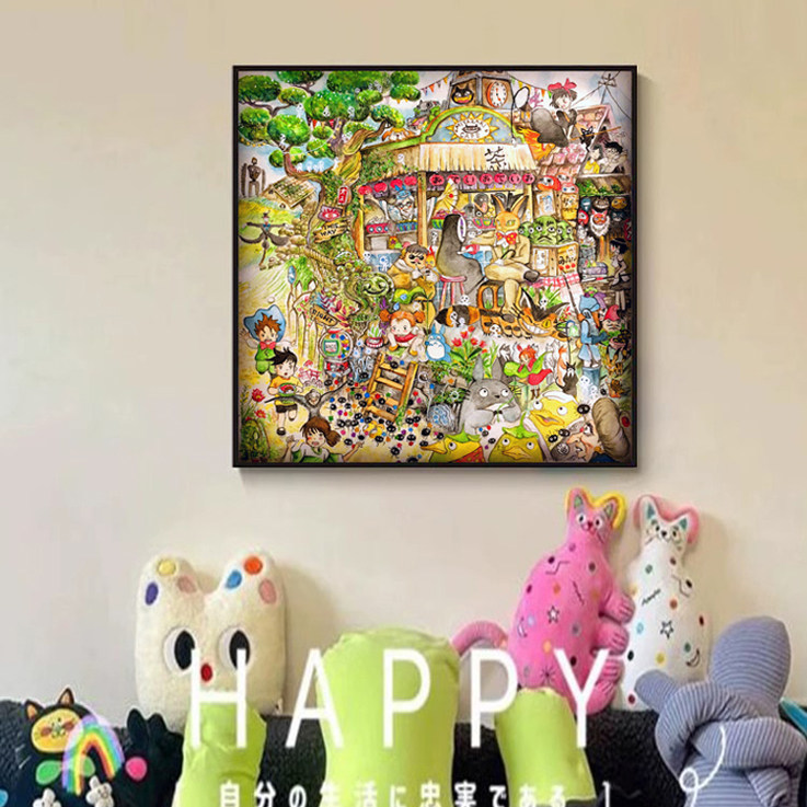 日本卡通动漫宫崎骏人物大全儿童房礼物挂画装饰画