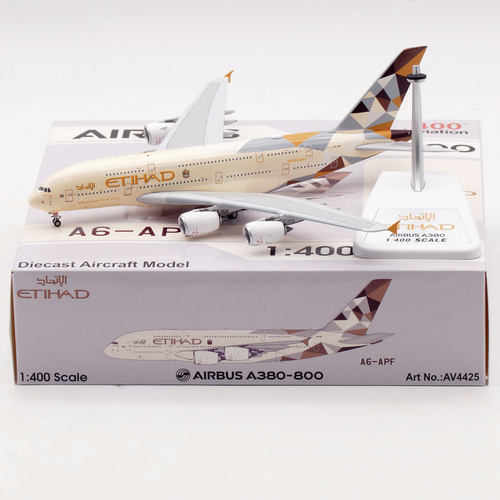 AV 1:400飞机模型合金 阿提哈德航空 空客A380 A6-APF 起落架可拆