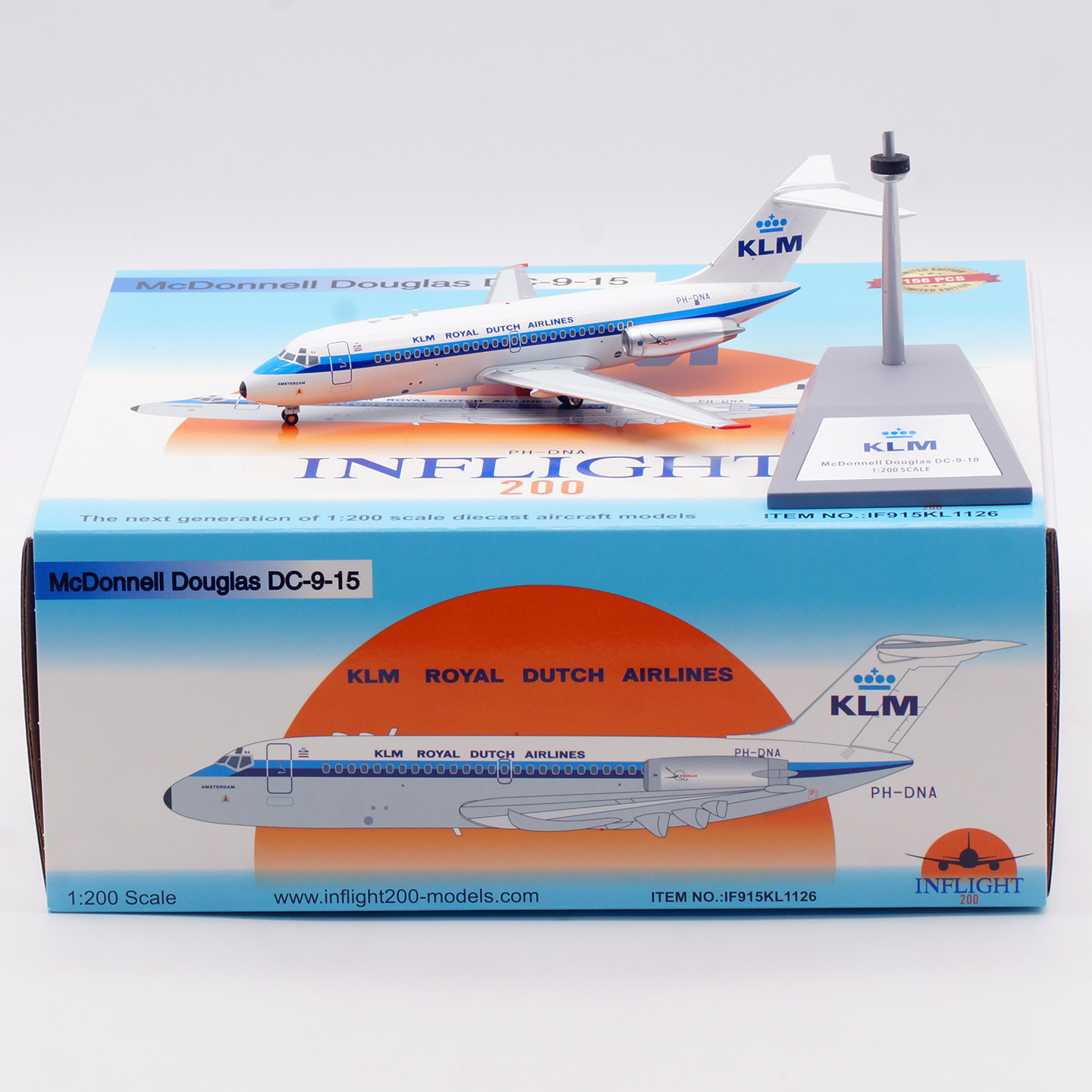 Inflight 1:200飞机模型 合金 KLM 荷兰航空 麦道DC-9-15 PH-DNA