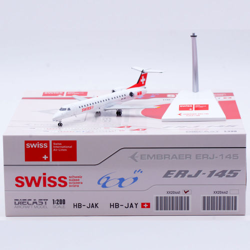 Jcwings 1/200 合金飞机模型 ERJ-145 瑞士航空 HB-JAK