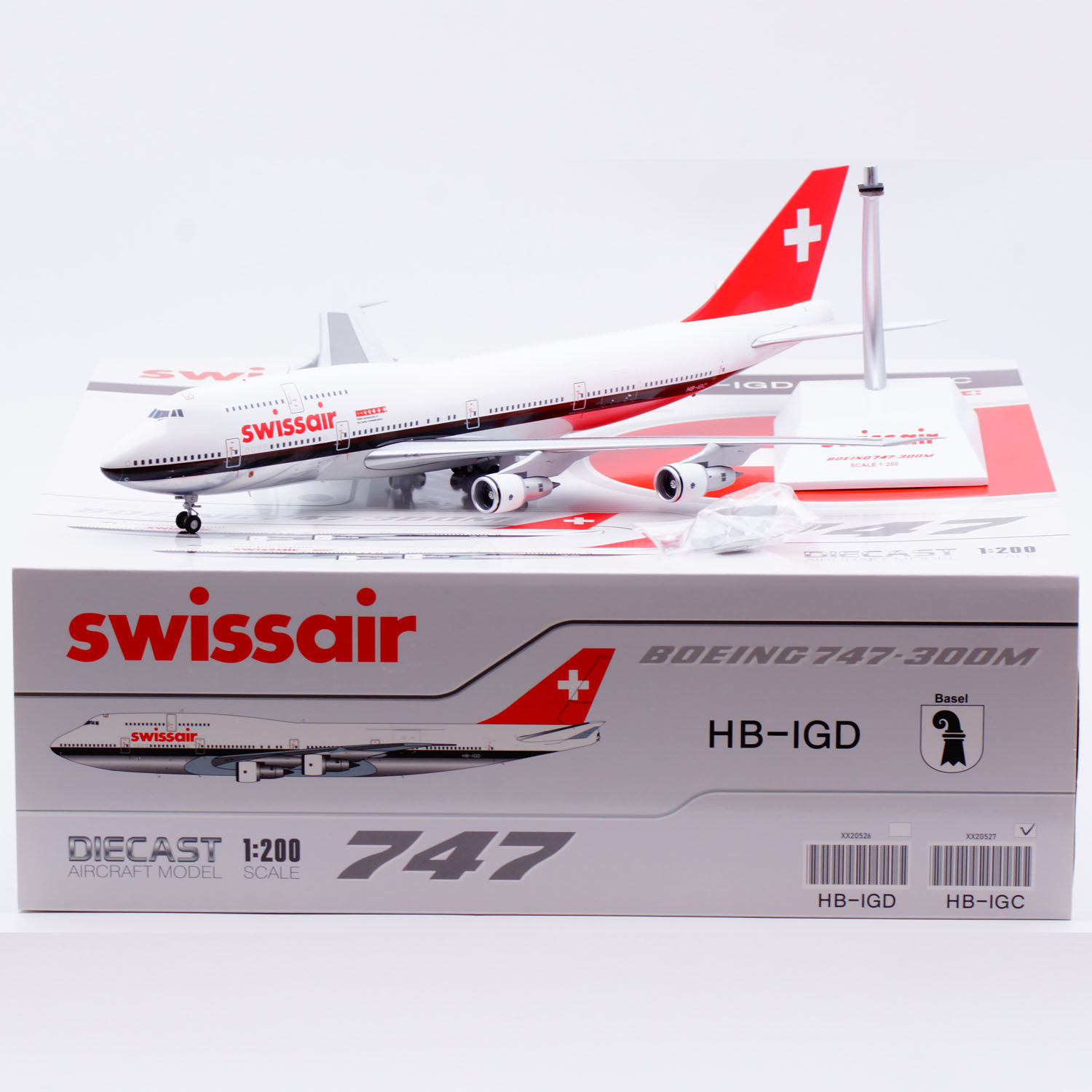 Jcwings 1/200合金飞机模型 瑞士航空B747-300M 700周年 HB- IGC