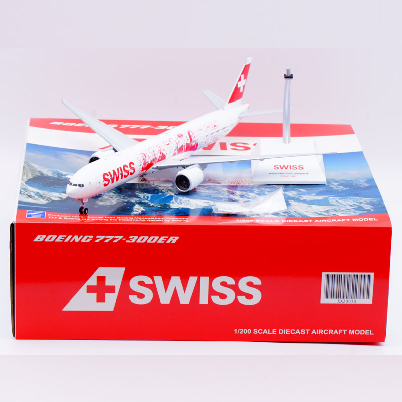 合金飞机模型B777-300ER瑞士