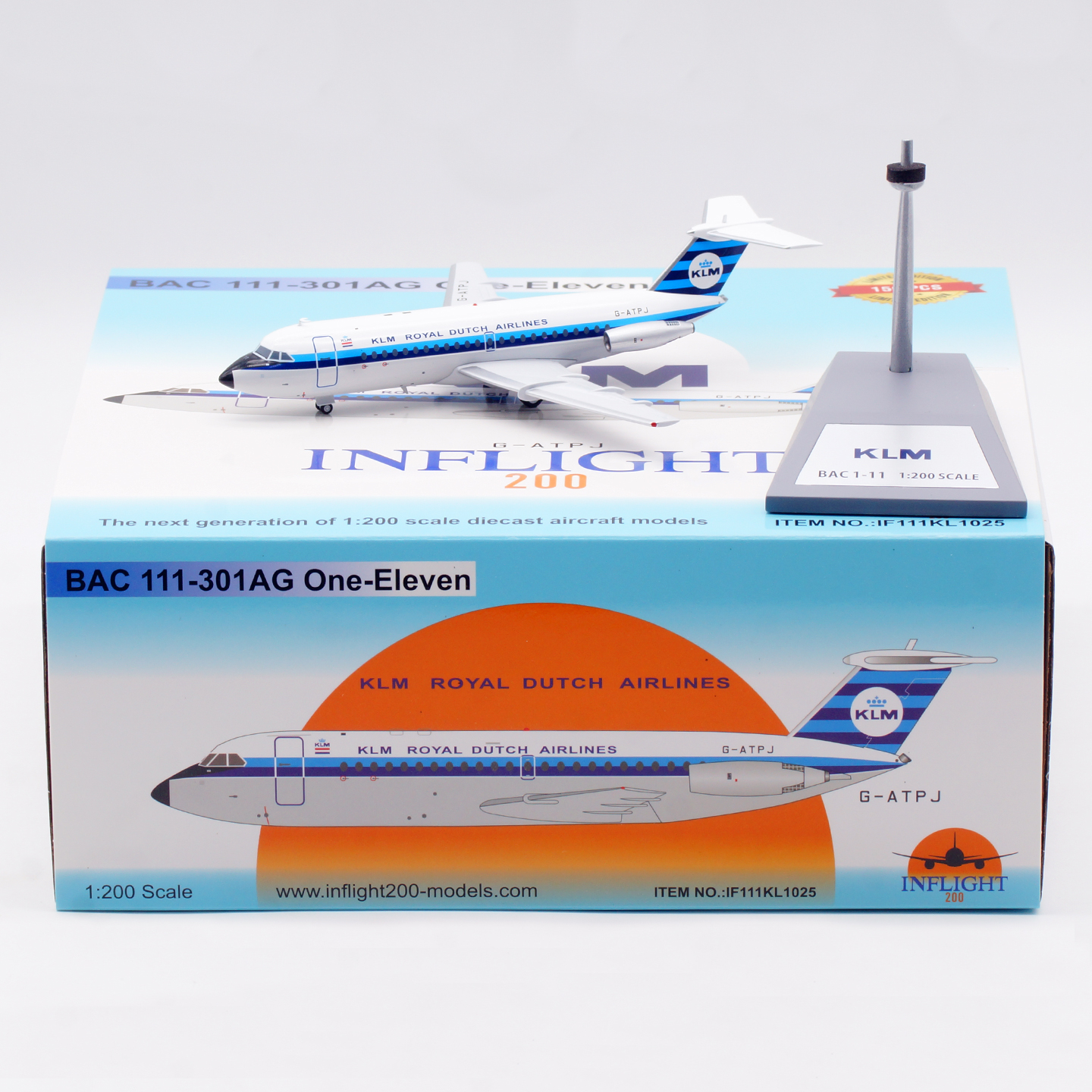 Inflight 1:200 飞机模型 合金 KLM 荷兰航空 BAC 111 G-ATPJ