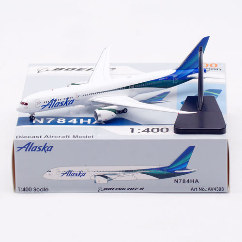 AV1:400 飞机模型 合金 阿拉斯加航空 B787-9 N784HA 起落架可拆