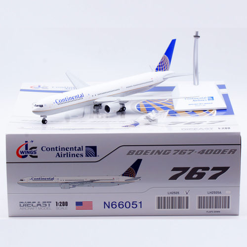 Jcwings 1/200 合金飞机模型 美国大陆航空 B767-400 N66051