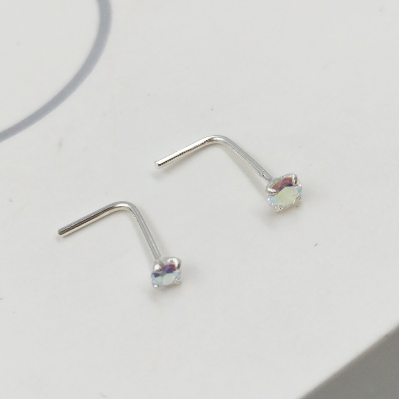 新品鼻钉925纯银鼻饰镶彩钻小耳骨钉欧美个性穿刺银饰品男女通用