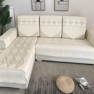 两面用纯棉沙发垫布艺坐垫简约现代纯色靠背巾四季防滑定做馨雨儿