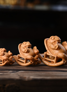 崖柏梦想成真金蟾茶宠手把件癞蛤蟆小天鹅家居办公室桌面摆件批发