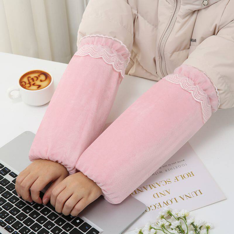 长款袖套女新款冬季白色套袖女款上班耐脏手袖羽绒服成人学生护袖