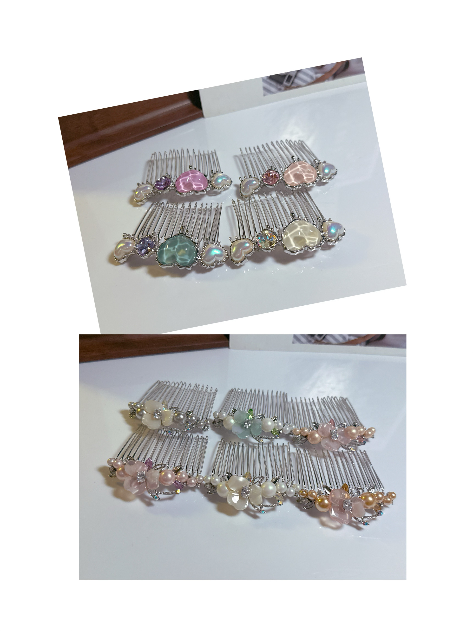 泛思醋酸锆石水波纹白金底简约轻奢气质款插梳合集