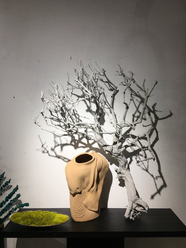 艺术家陶瓷雕塑酒店会所别墅玄关摆件花插大堂博古架墩子雕塑