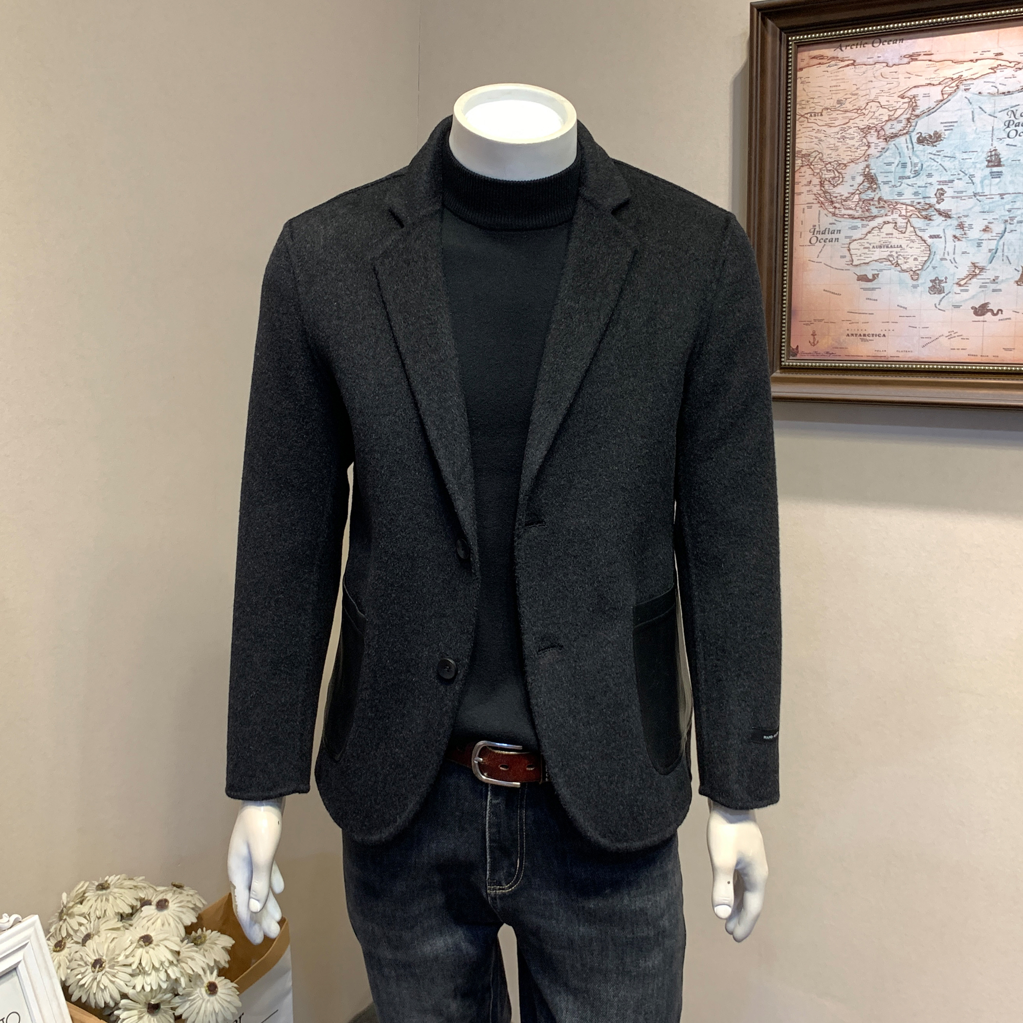 100绵羊毛双面呢子西服外套