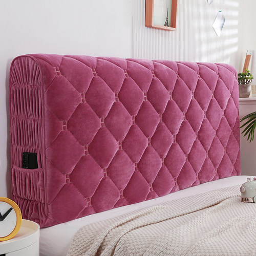 全包布艺床头罩夹棉实木弧形防尘