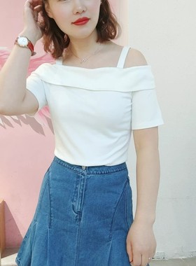 朵以夏季新款专柜同款时尚修身吊带上衣T恤女33DX331050，49包邮