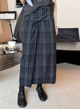 格子半身裙女2025新款秋冬高腰显瘦a字裙中长款包臀裙松紧腰裙子
