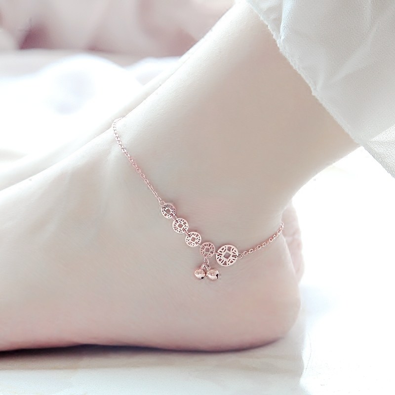 take a shower Need not Korean version of the package 18K rose Gold Coins Small bell Anklet Winnings Boudoir net Lettering giftin the Accessories/Fashion Jewelry, Anklets  category - from Buy2taobao.com to provide professional Taobao agent buy service