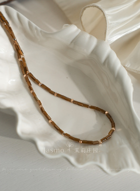 原创秋冬棕色猫眼石叠戴项链女