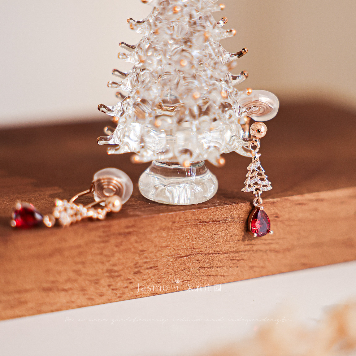 原创小众设计圣诞树耳环